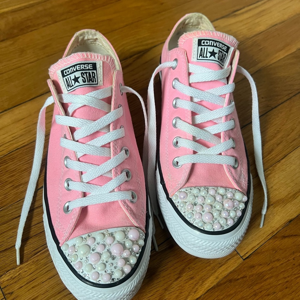 Converse Pink Sneakers with Pearl Accents